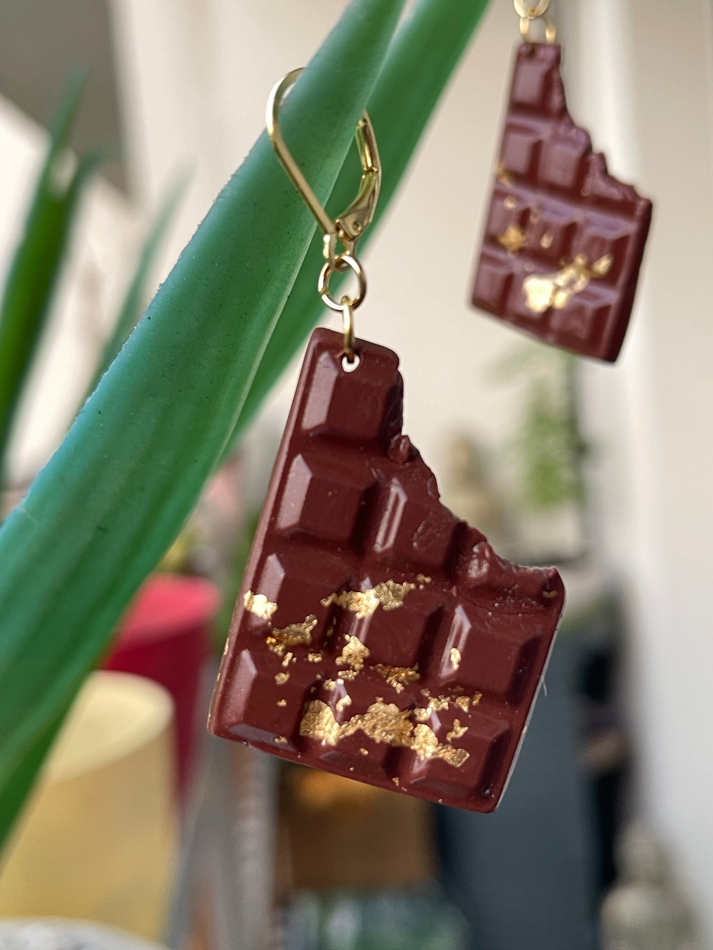 Boucles d'oreilles tablette chocolat